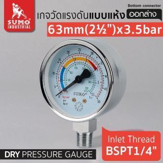 เกจวัดแรงดัน แบบแห้ง 63mm.x3.5barx1/4