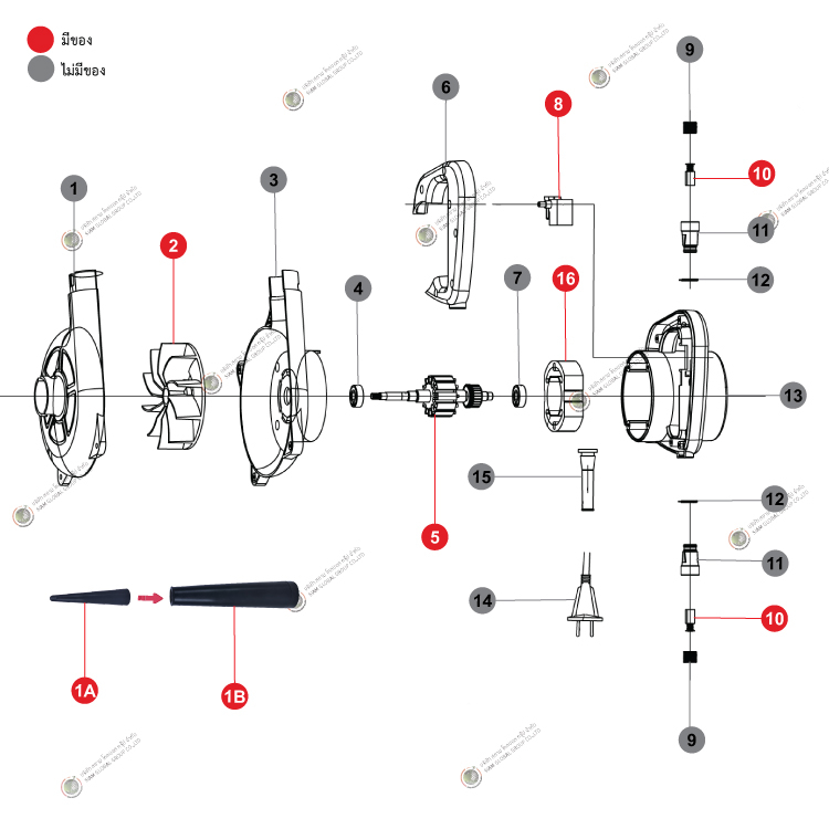 อะไหล่เครื่องเป่าลม รุ่น B328