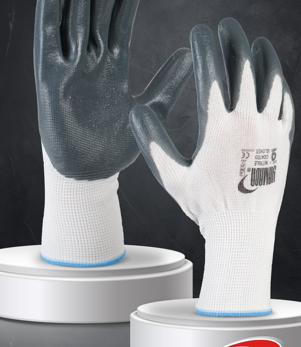 ถุงมือกันลื่น 9 นิ้ว รุ่น 9053 YAMADA ถุงมือโพลีเอสเตอร์เคลือบไนไตร 