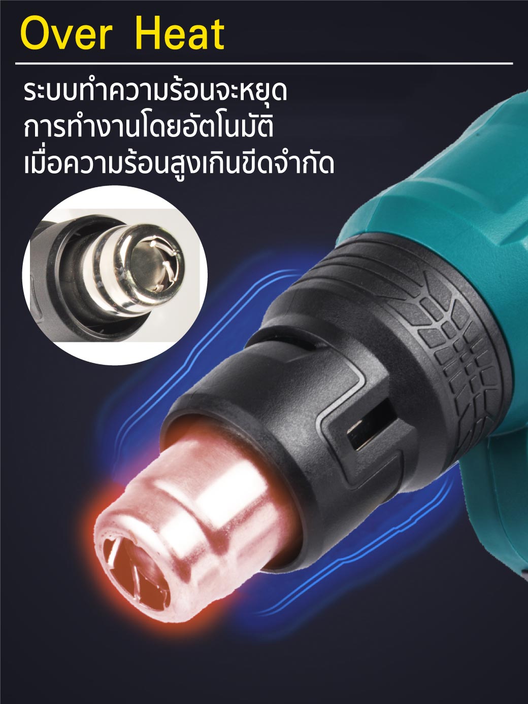 เครื่องเป่าลมร้อน รุ่น HG2000 SUMO มีระบบป้องกันการ overheat