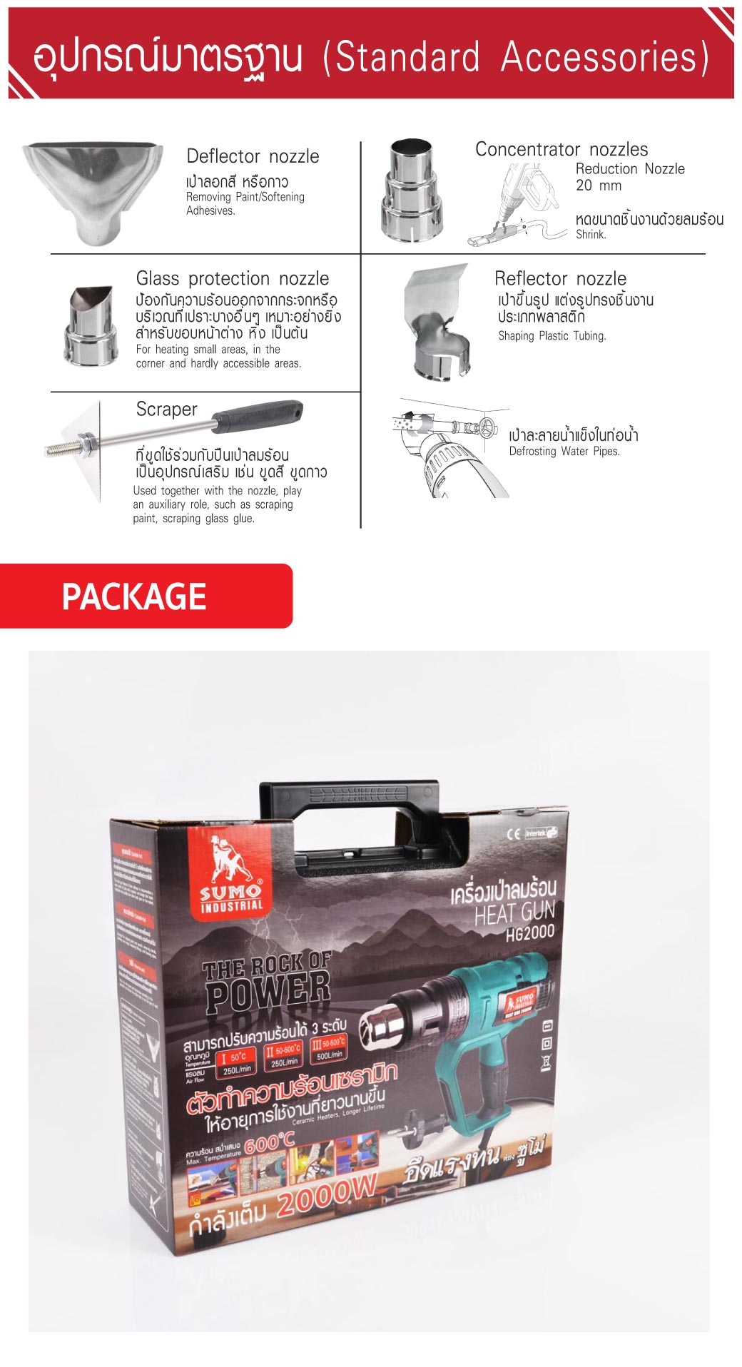 เครื่องเป่า ลมร้อน รุ่น HG2000 SUMO