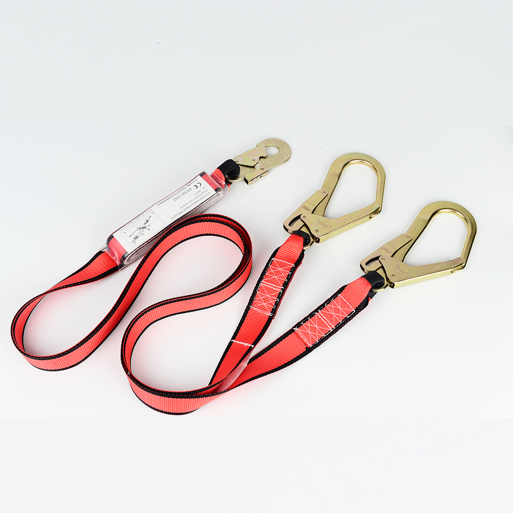 เชือกเซฟตี้เส้นคู่ แบบสายแบน ตะขอใหญ่