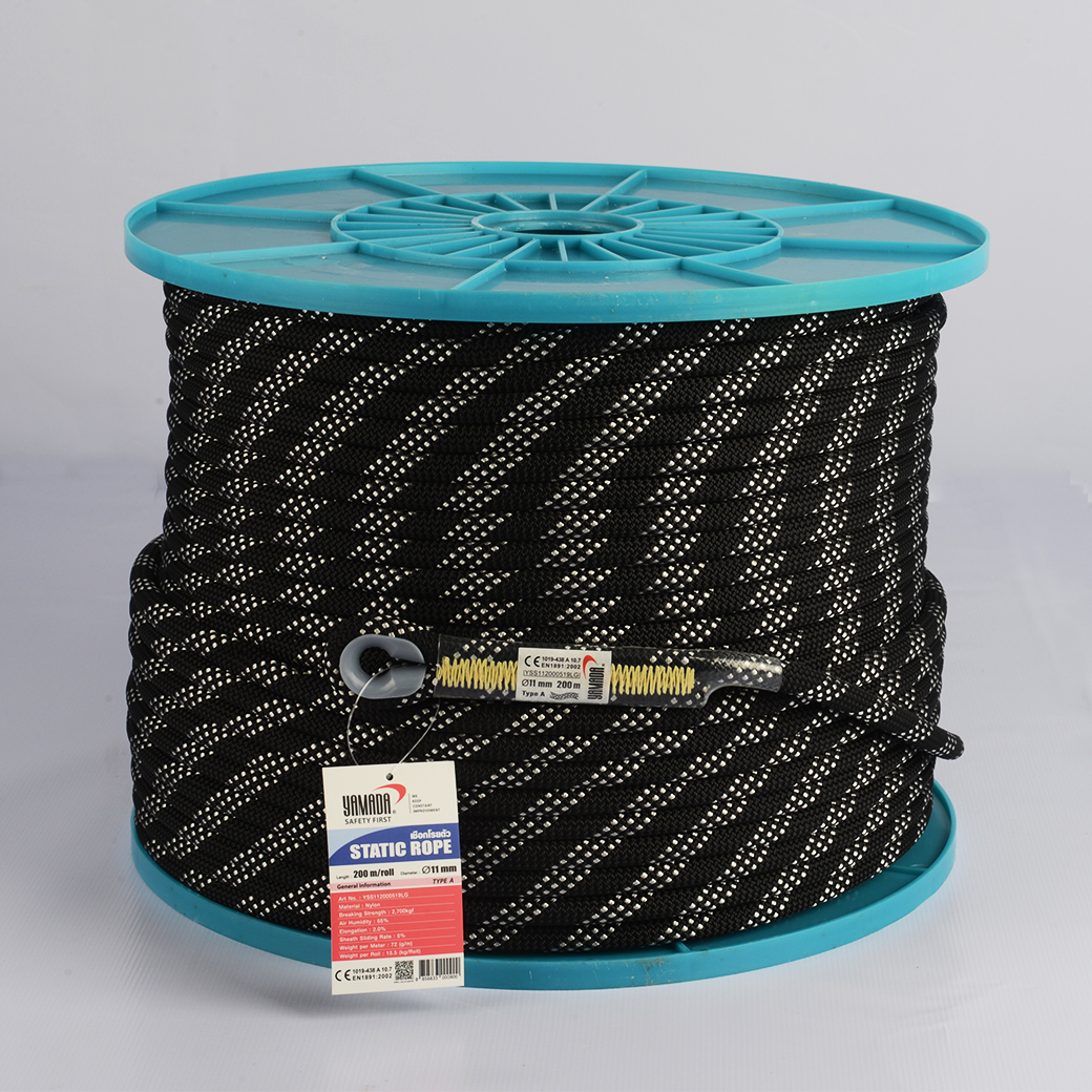 เชือกโรยตัว 200 เมตร YAMADA สีดำขาว ขนาด 11 มม.