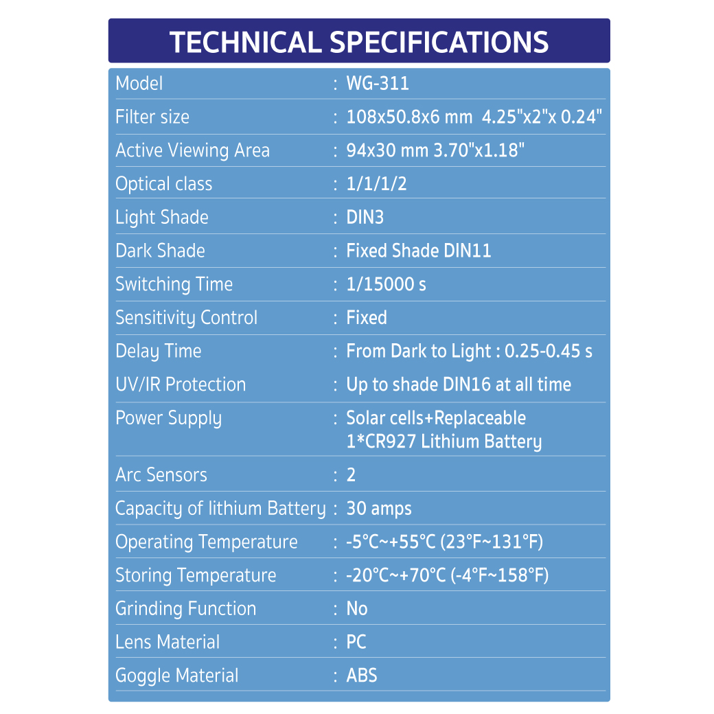แว่นตาเชื่อมออโต้ YAMADA รุ่น WG-311 แว่นตาเชื่อม ปรับแสง ออโต้